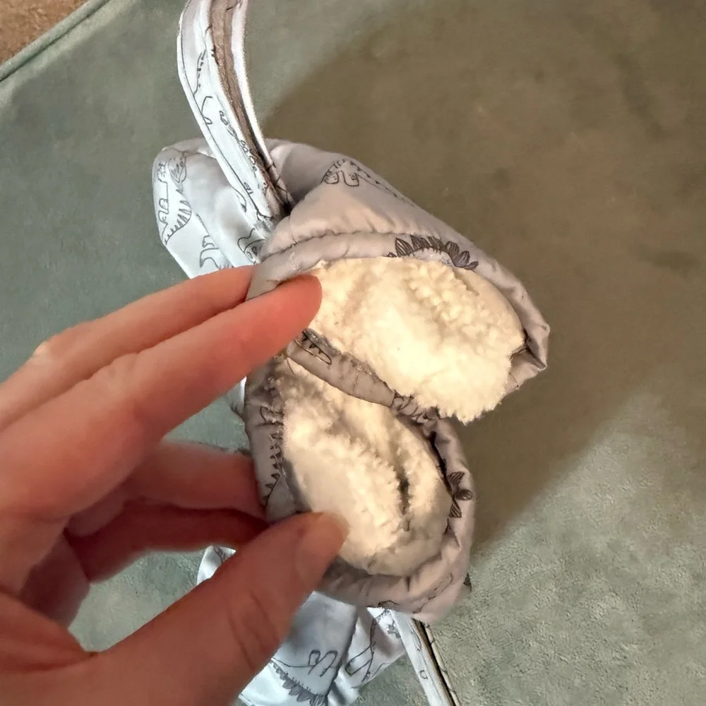 Gray Dinosaur Print Mittens